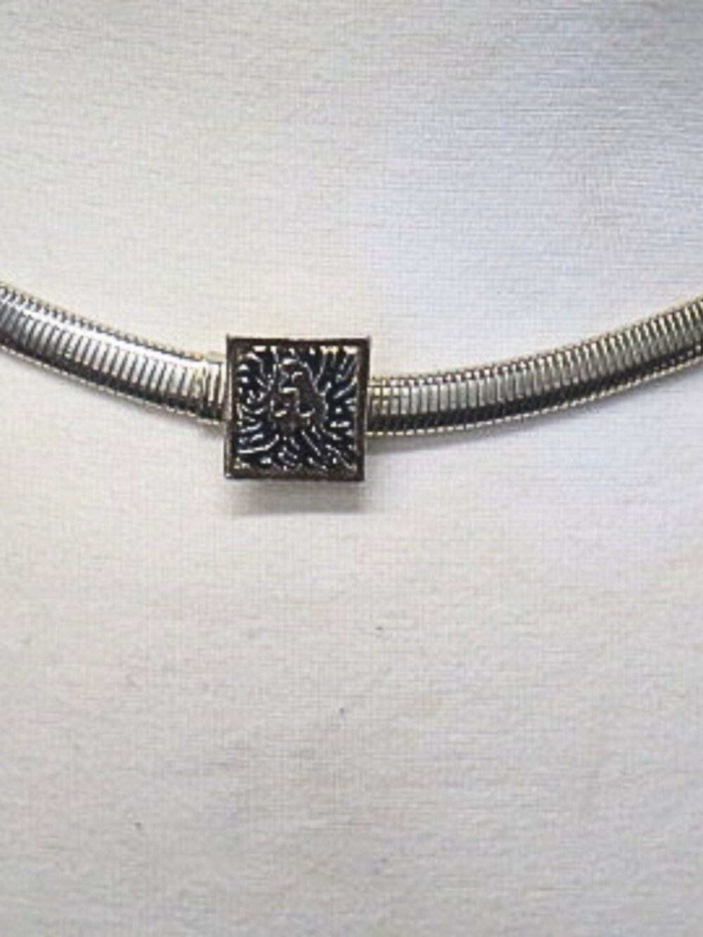 Vintage Silver Tone Stretch Snake Chain Waist Belt Decorative Square Clasp